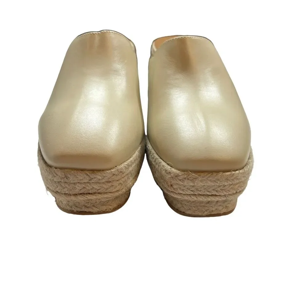Alohas Cream‎ Piko Leather Espadrilles Size 39 New